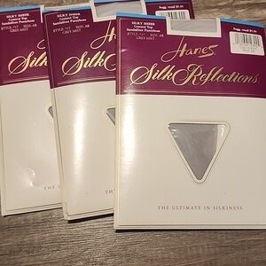 Hanes Silky Reflections Silky Sheer Pantyhose Control Top Grey Mist Size AB Set3